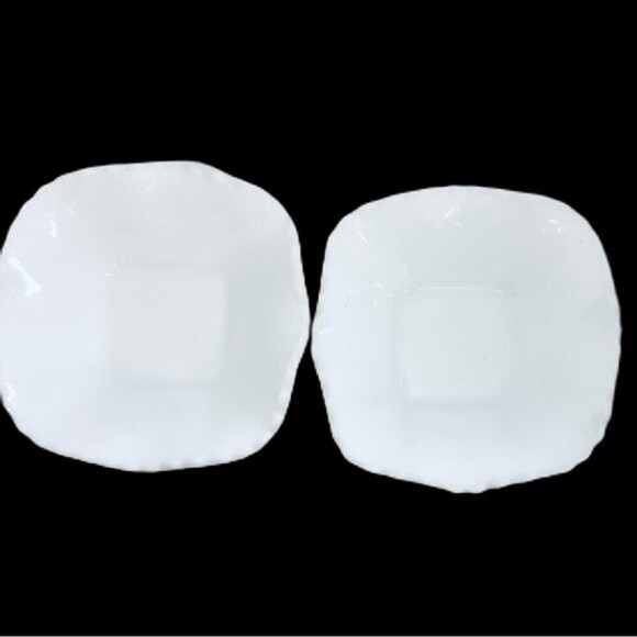 White Milk Glass Diamond Square Candy Trinket Dish Hazel Atlas - Picture 6 of 7